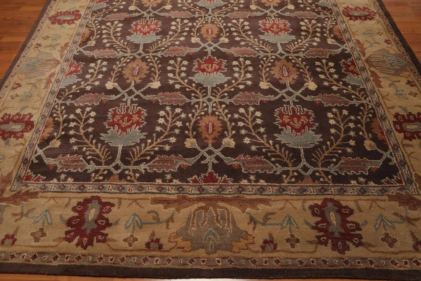 Multi Sizes Brown, Beige Hand-Tufted Arts & Craft 100% Wool Oriental Area Rug-4