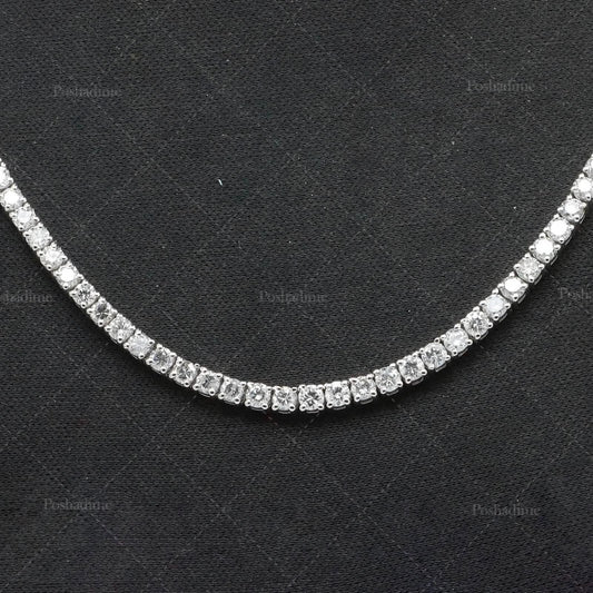 4.3CT Certified Round Lab Grown Diamond 18" Tennis Necklace Solid 14K White Gold
