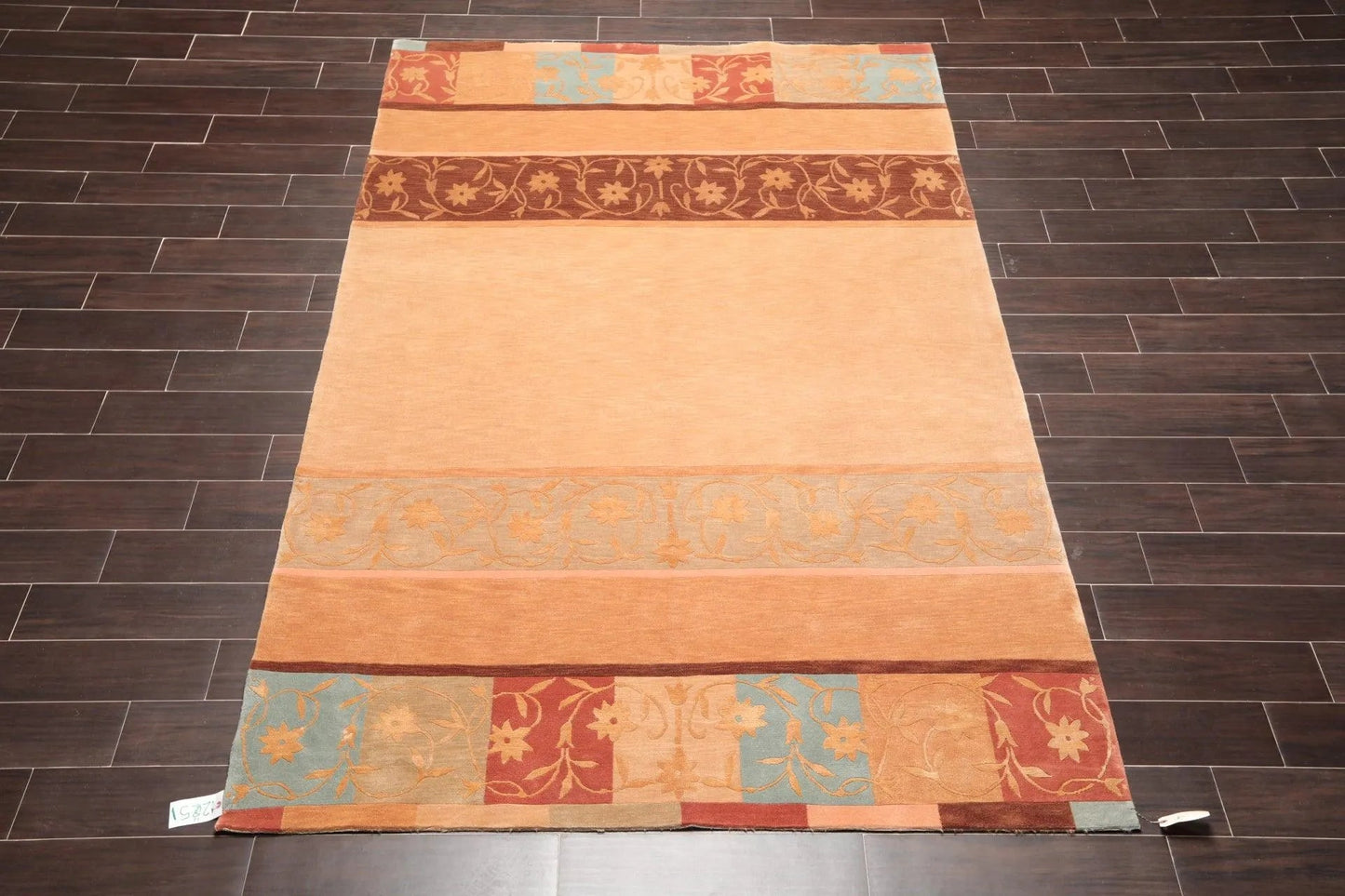 6' x 9' Hand Knotted Superfine Wool & Silk Tibetan Modern Area Rug Tan-1