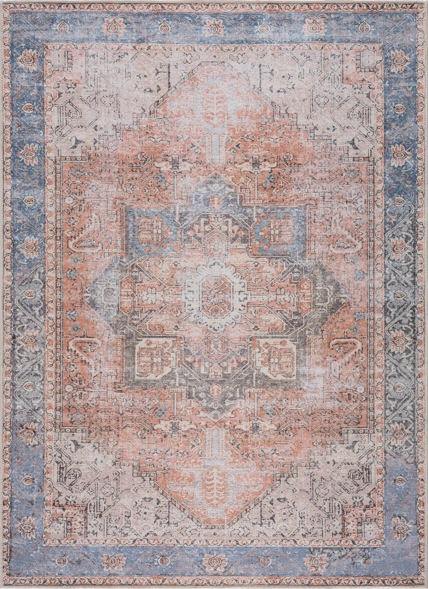 Rosman Distressed Washable Rug Area Rug-1