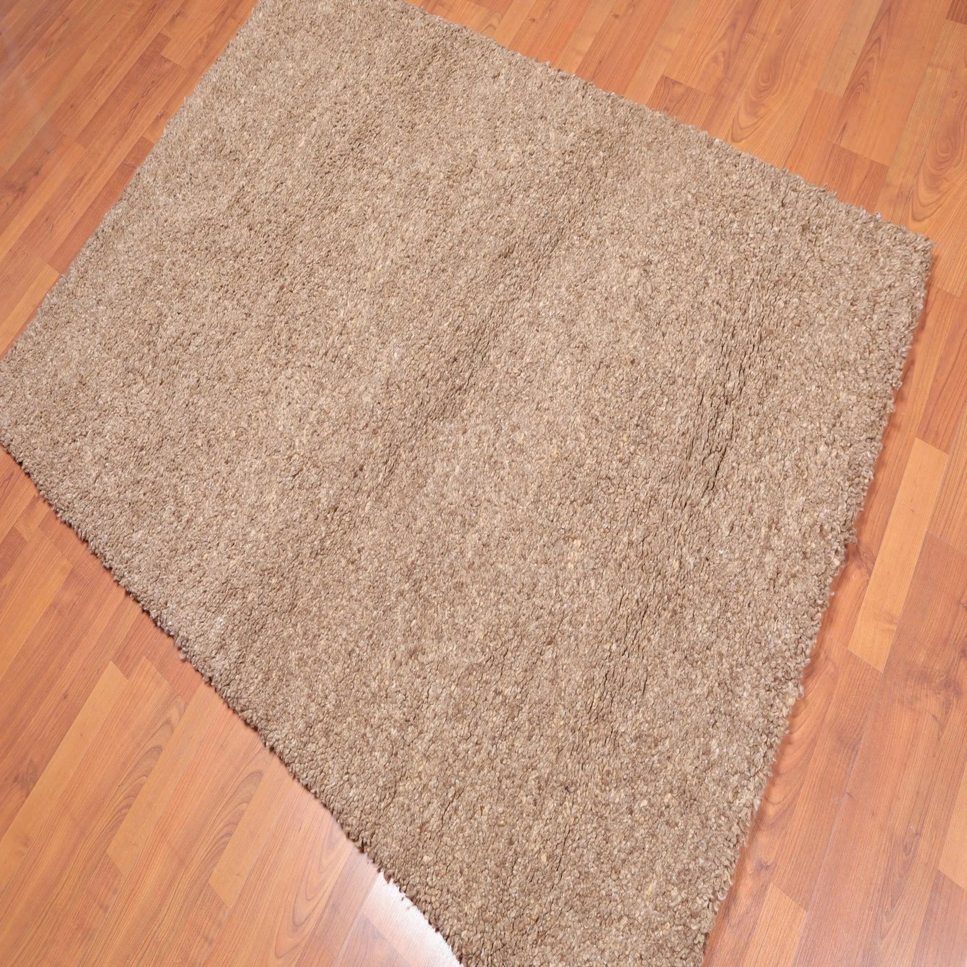 4' x 6' Hand Knotted Rare Authentic Artisanat Wool Morroccan Rabat Area Rug Tan-0
