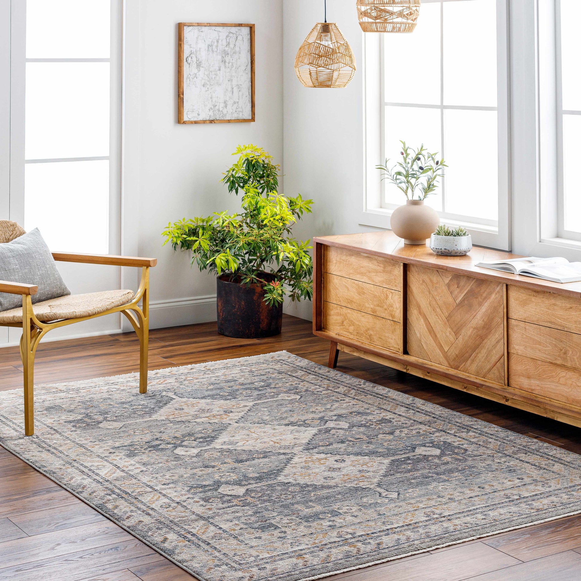 Lyam Luxe Rug with Fringes-1
