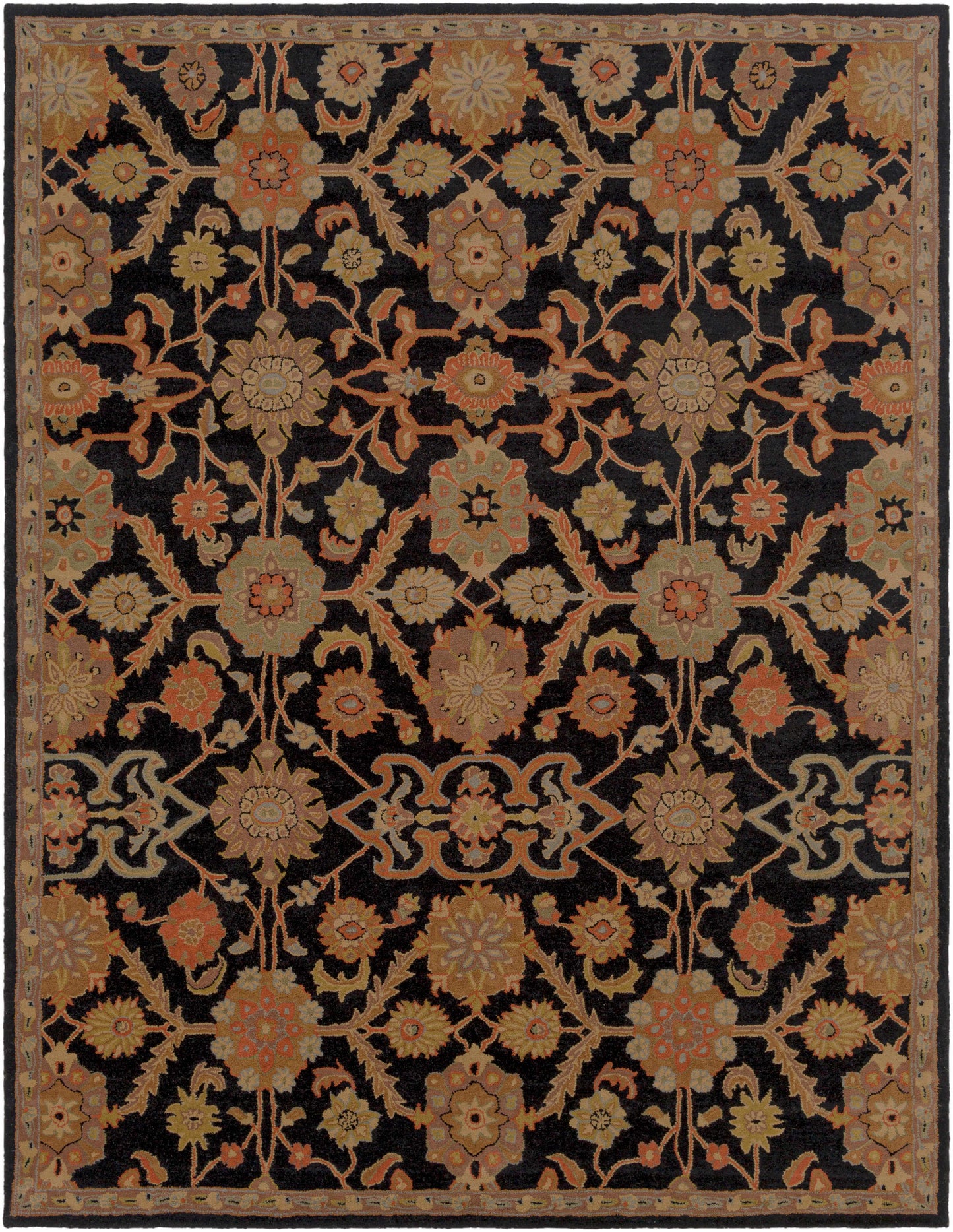 Salix Hand Tufted Black Wool Rug-7