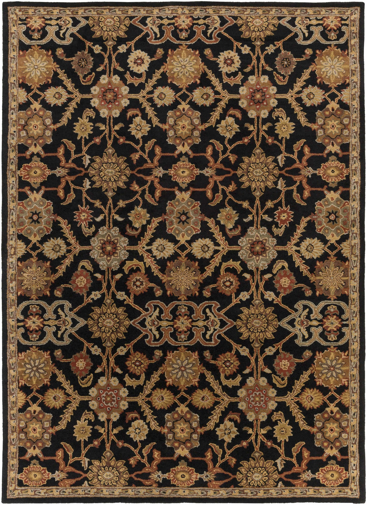 Salix Hand Tufted Black Wool Rug-0