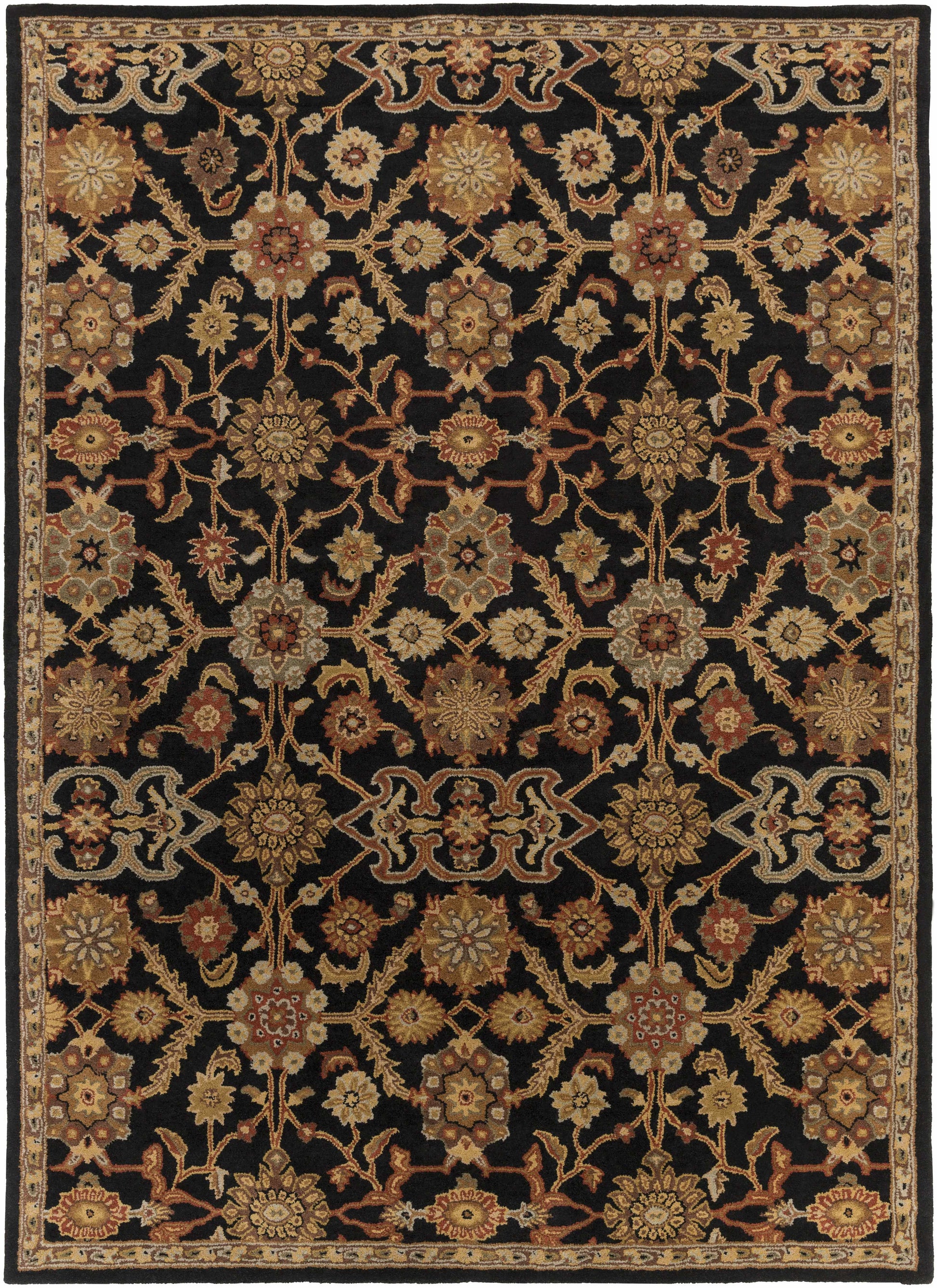 Salix Hand Tufted Black Wool Rug-0