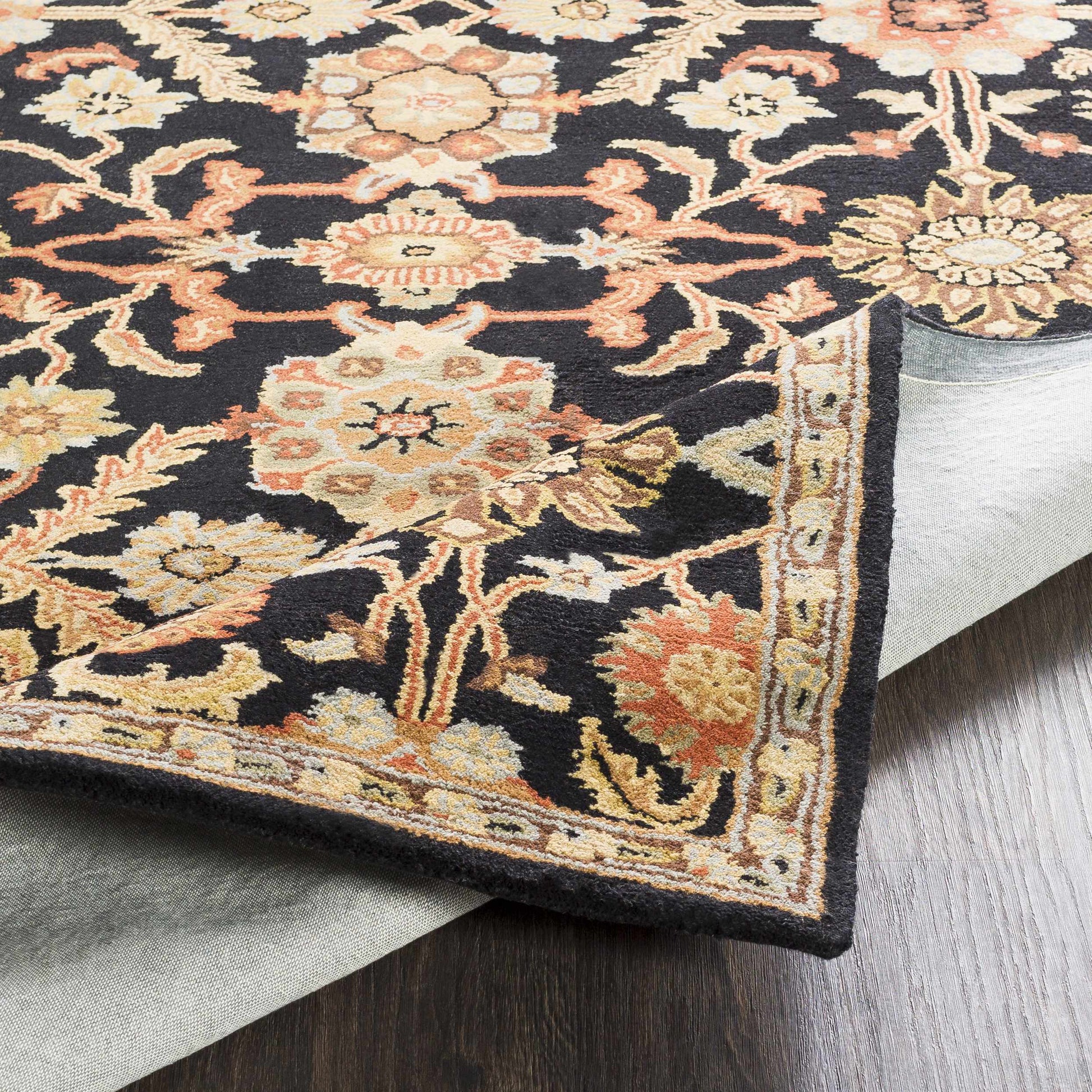 Salix Hand Tufted Black Wool Rug-3