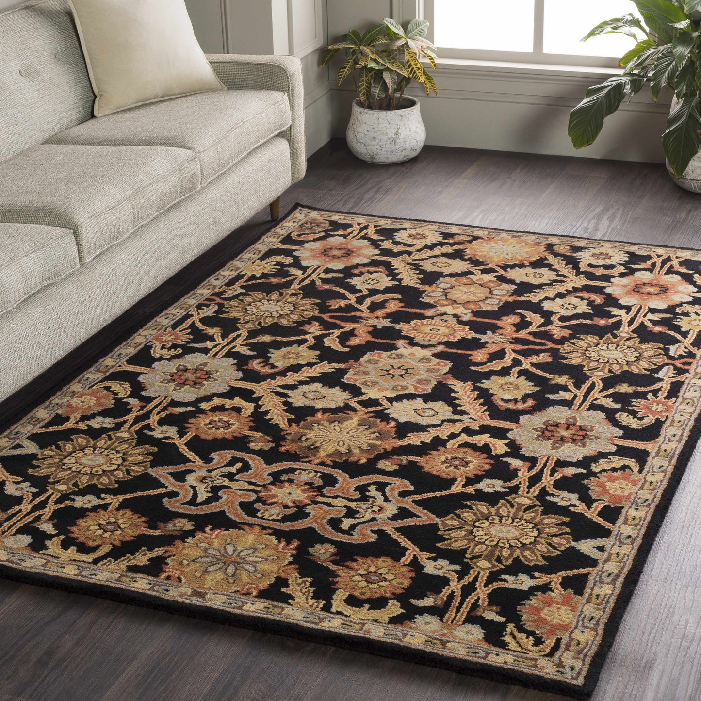 Salix Hand Tufted Black Wool Rug-2