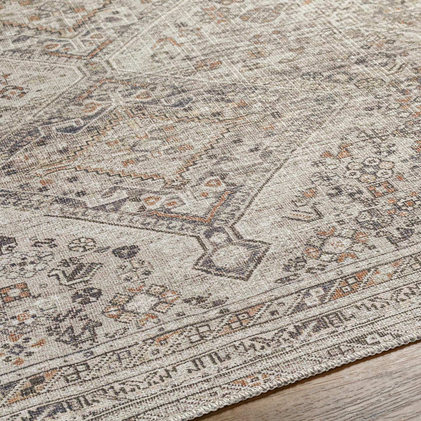 Barny Beige Flat Pile Washable Rug-5