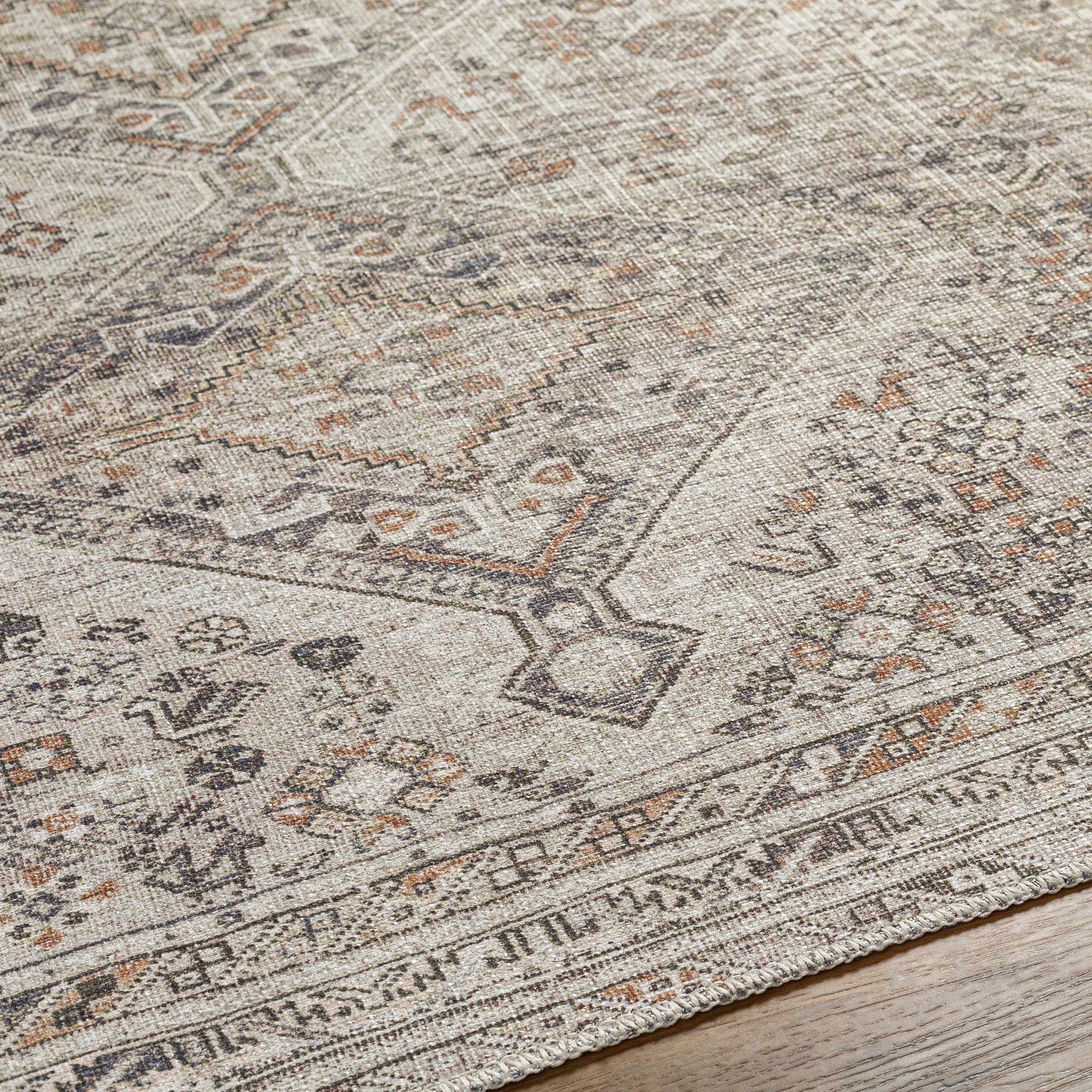 Barny Beige Flat Pile Washable Rug-5