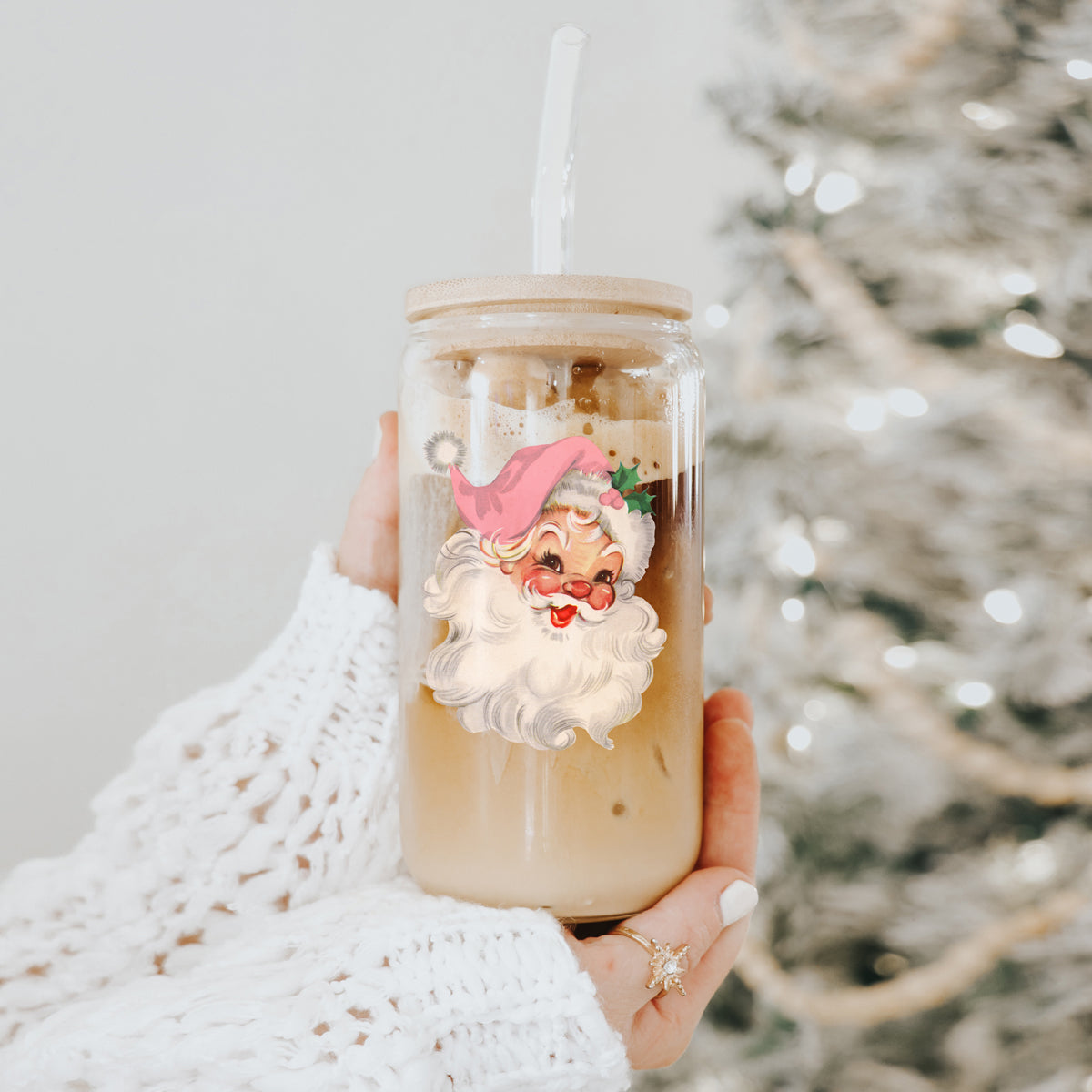 Vintage Pink Santa 17oz-4