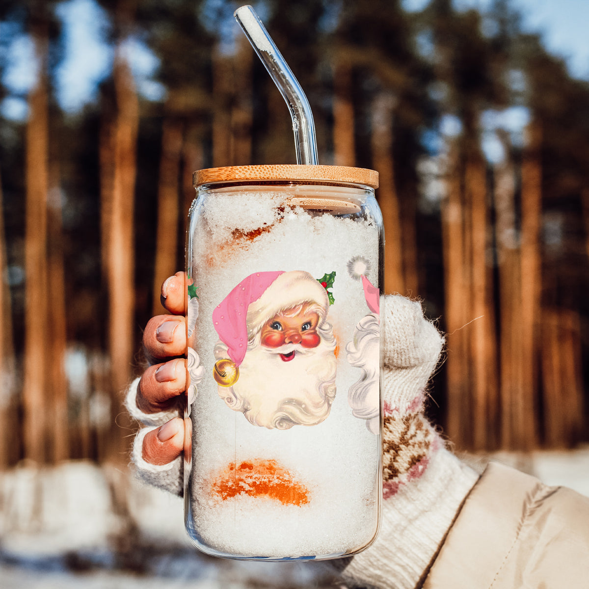 Vintage Pink Santa 17oz-1
