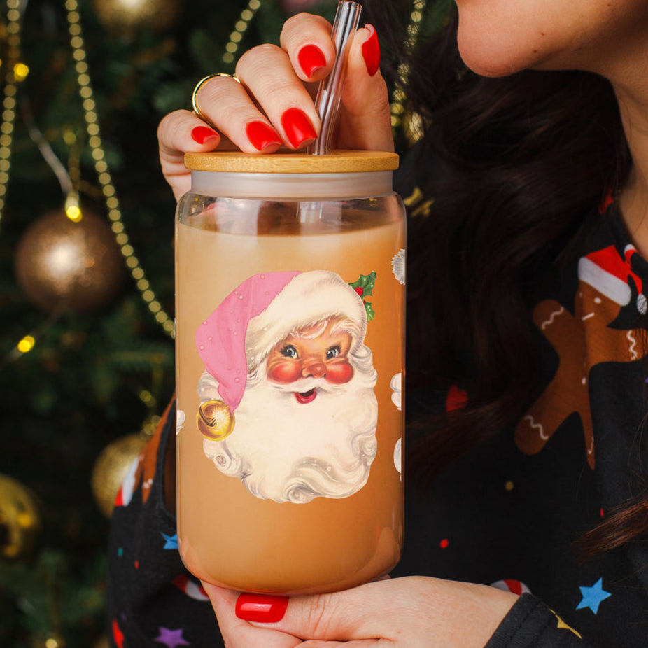 Vintage Pink Santa 17oz-2