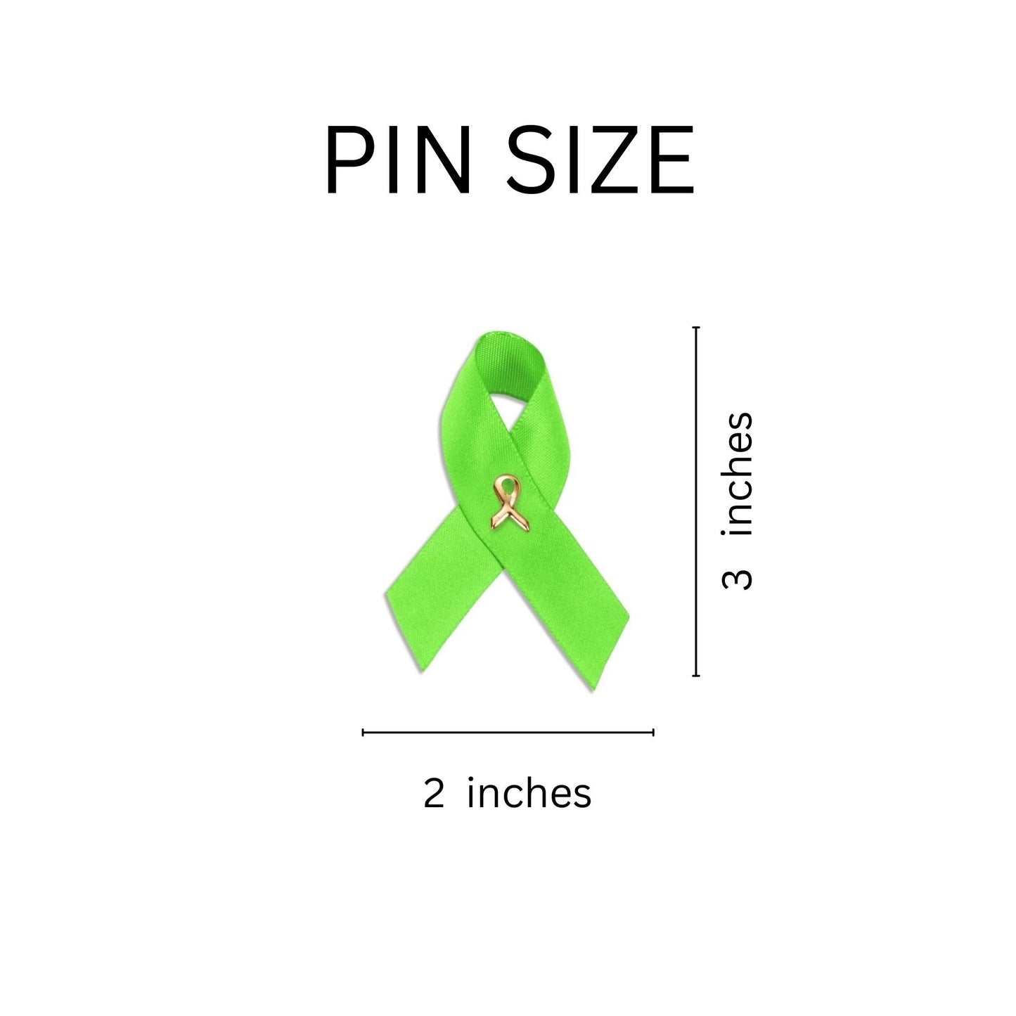 10 Pack Satin Lime Green Awareness Ribbon Pins
