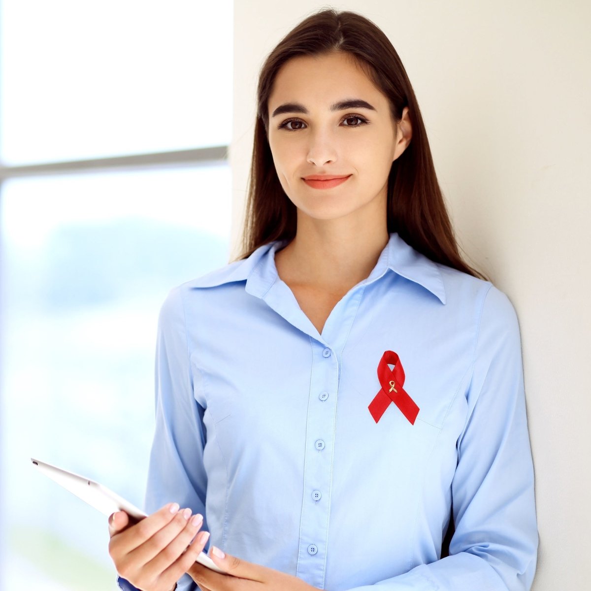 10 Pack Satin Red Ribbon Awareness Pins