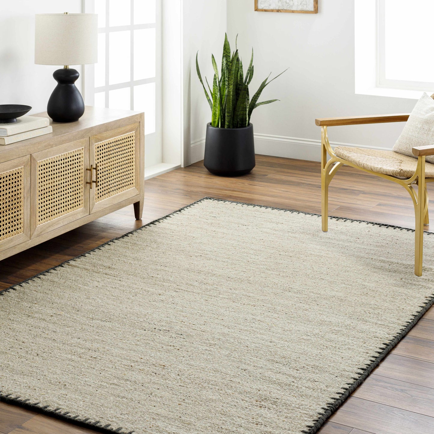 Ayumu Beige Hand Woven Wool Area Rug-1