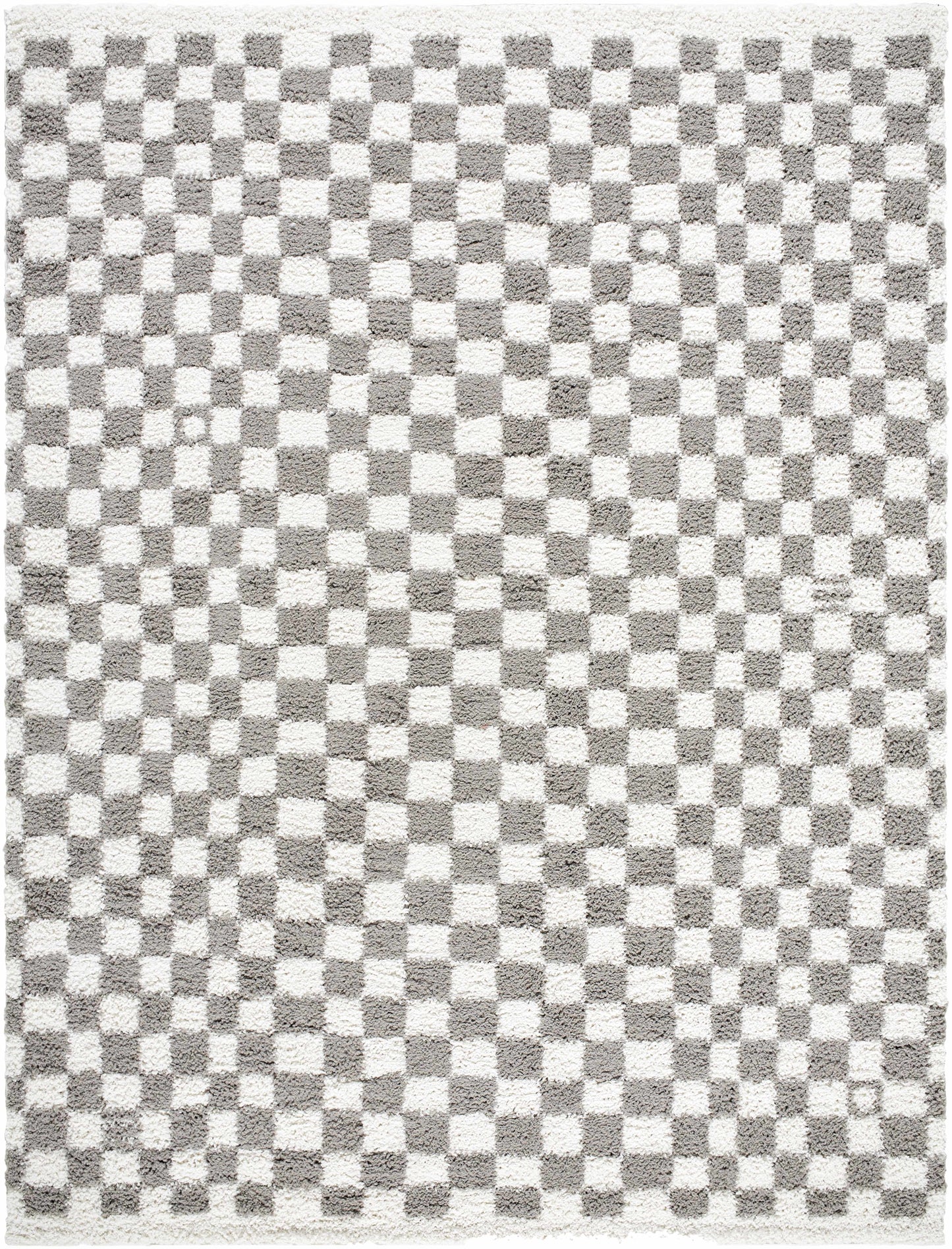 Kieu Taupe Checkered Plush Rug-6