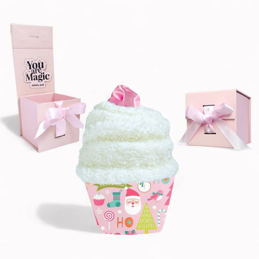 Christmas Cozy Socks Cupcake with Scrunchie