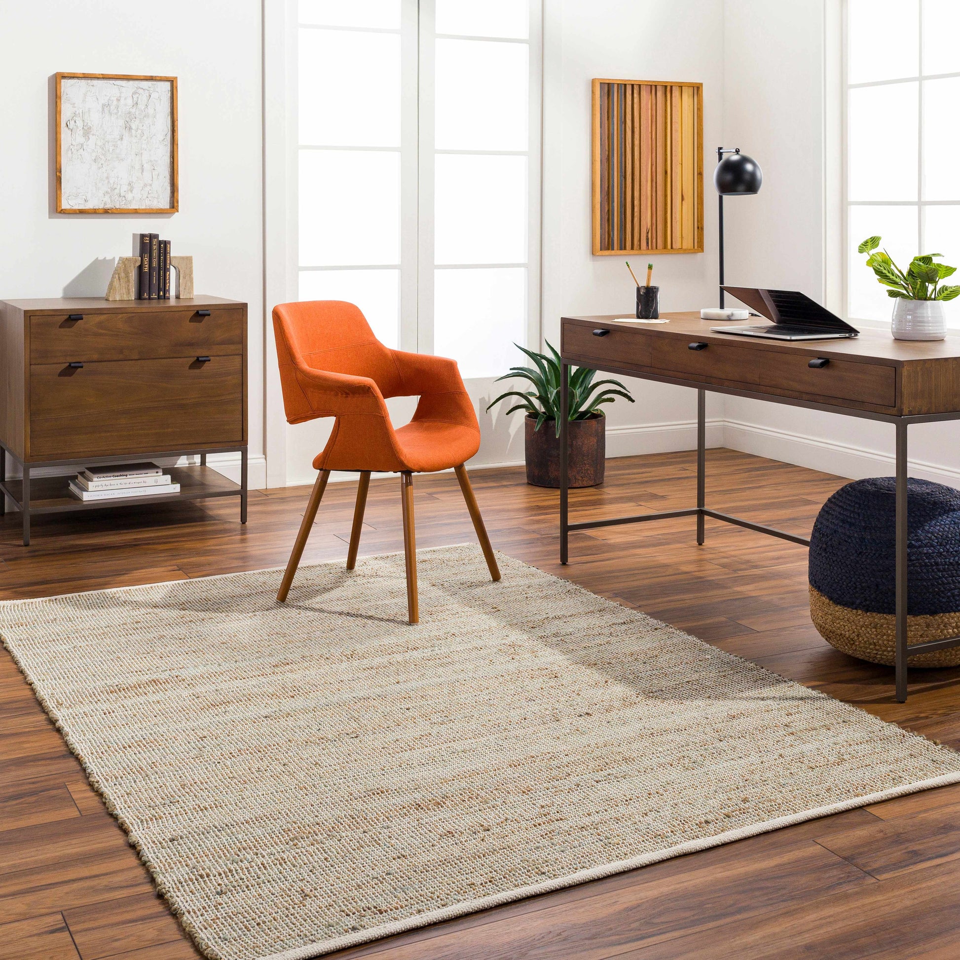 Byrne Beige & Green Jute Rug-1