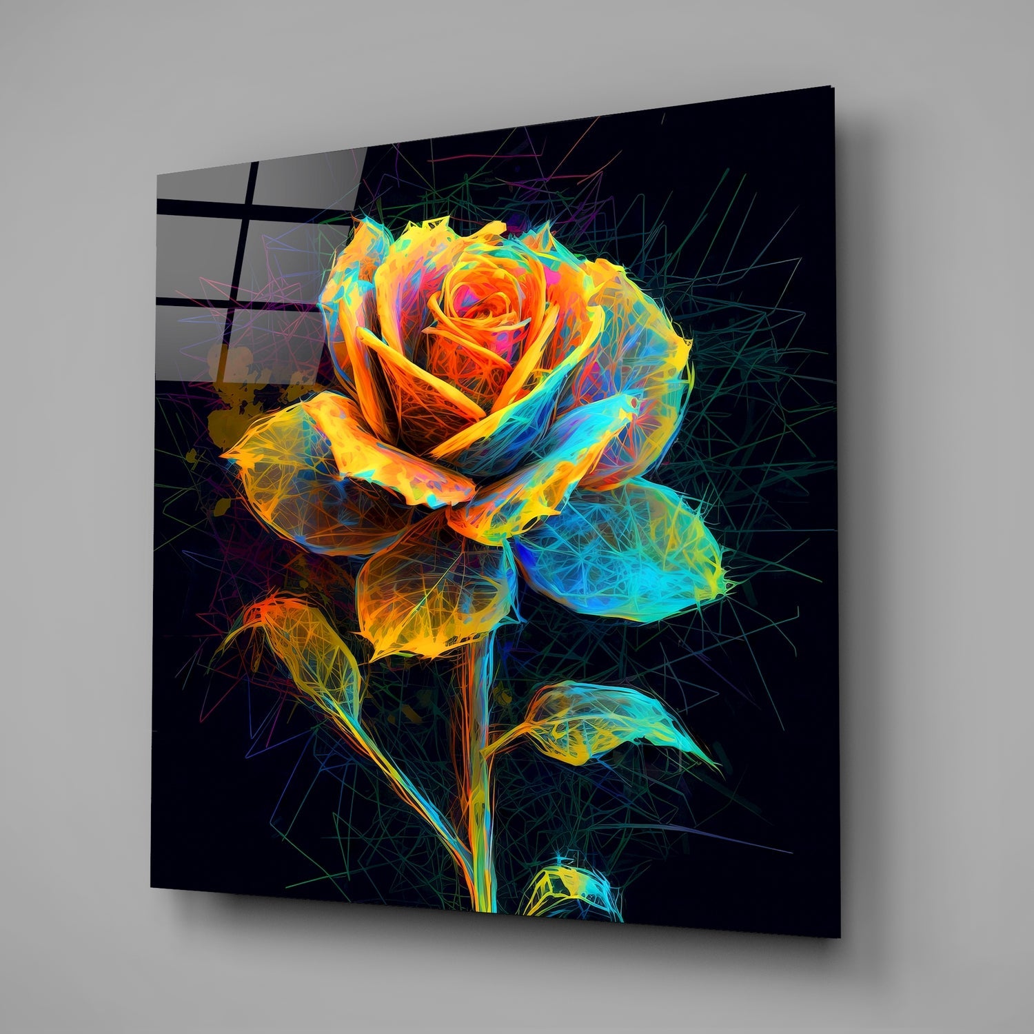 Yellow Rose Glass Wall Art-1