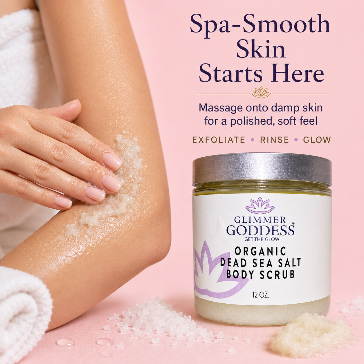 Organic Dead Sea Salt Body Scrub – Exfoliates, Detoxifies & Firms Skin