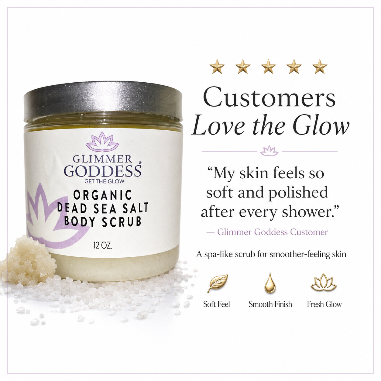 Organic Dead Sea Salt Body Scrub – Exfoliates, Detoxifies & Firms Skin
