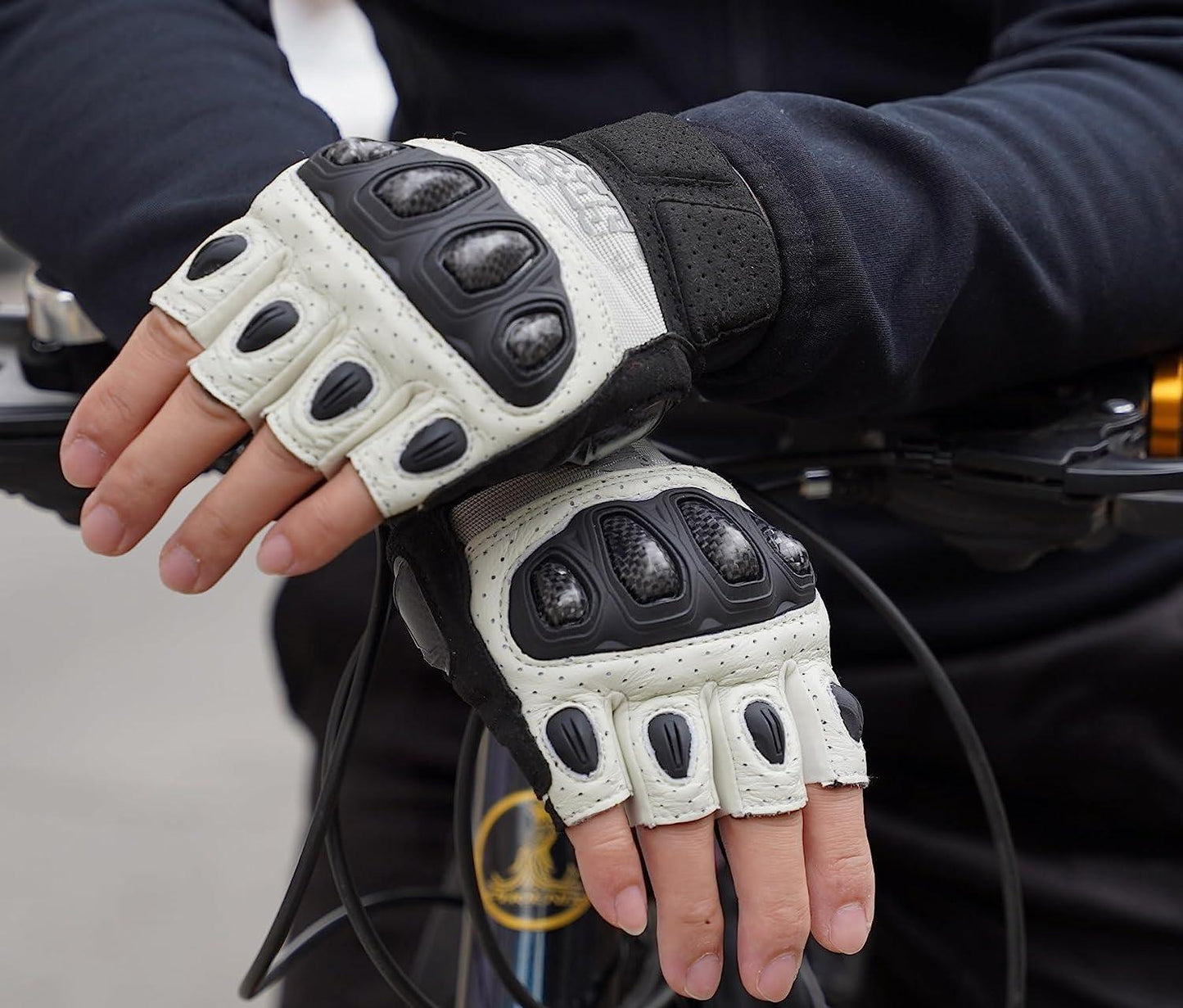 Seibertron™ SPS-5 Carbon Fiber Half Finger Motorcycle Gloves
