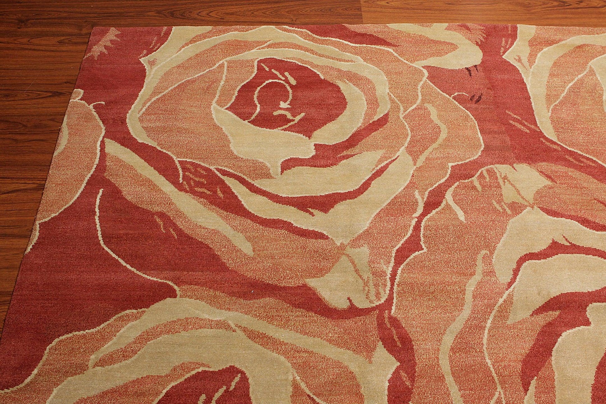 Tibetan Hand Knotted Area Rug Carpet Modern Wool & Silk Red New Red 7'10" x 9'10"-3