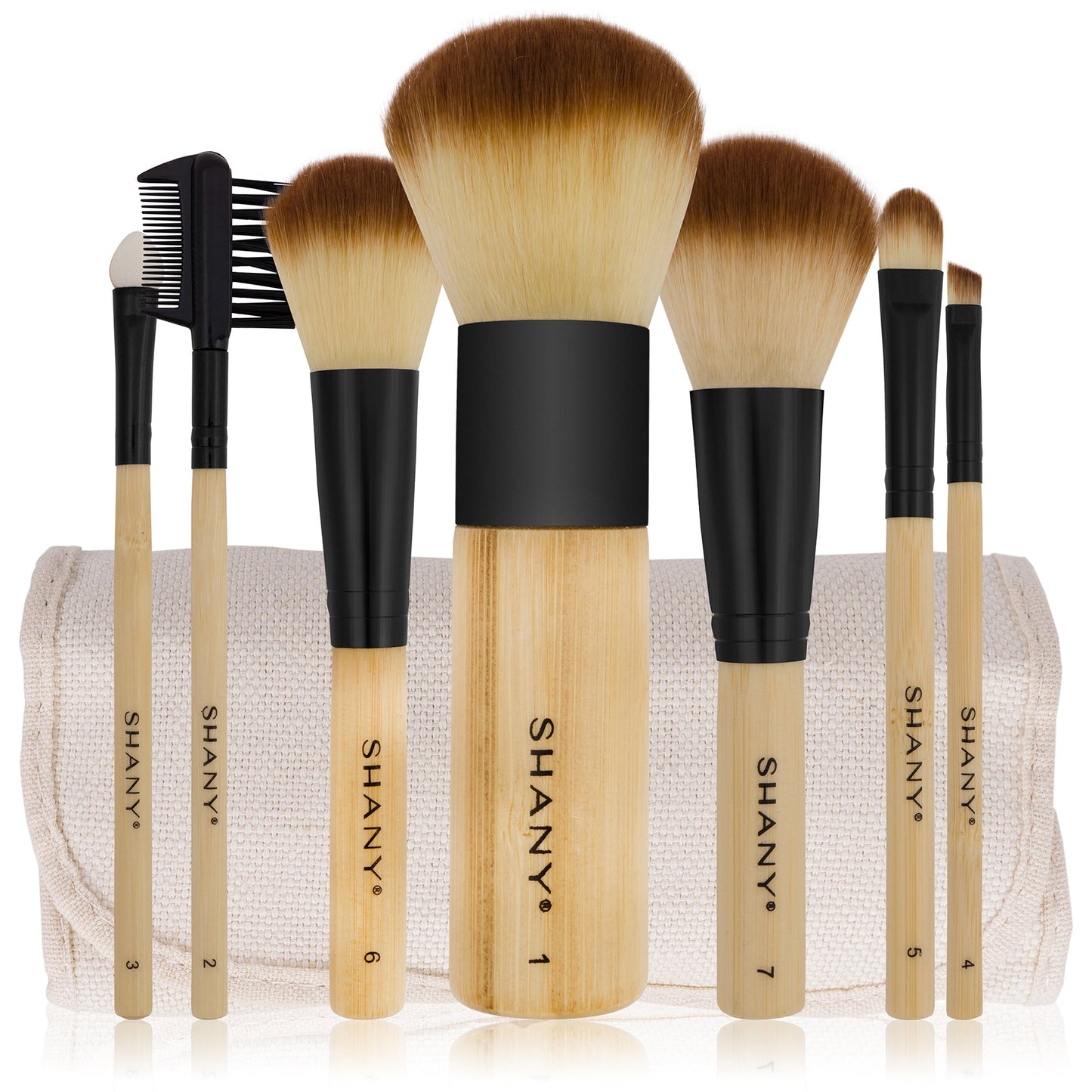 Bamboo Makeup Brush Set With Cotton Pouch-1