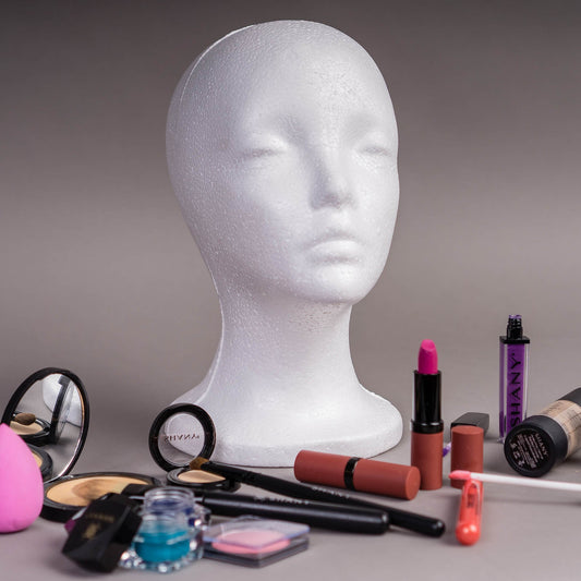 SHANY Styrofoam Mannequin Heads Wig Stand - 1 - ITEM# SH-FOAM-XB1 - Costume wig styrofoam head mannequin display front,women practice head training head female head foam,Mannequin Manikin White Female head item stand wig,Head Model Wig Hair Hat Display Foam Wig holder,Tall Female Foam Mannequin Wig Stand Practice head - UPC#