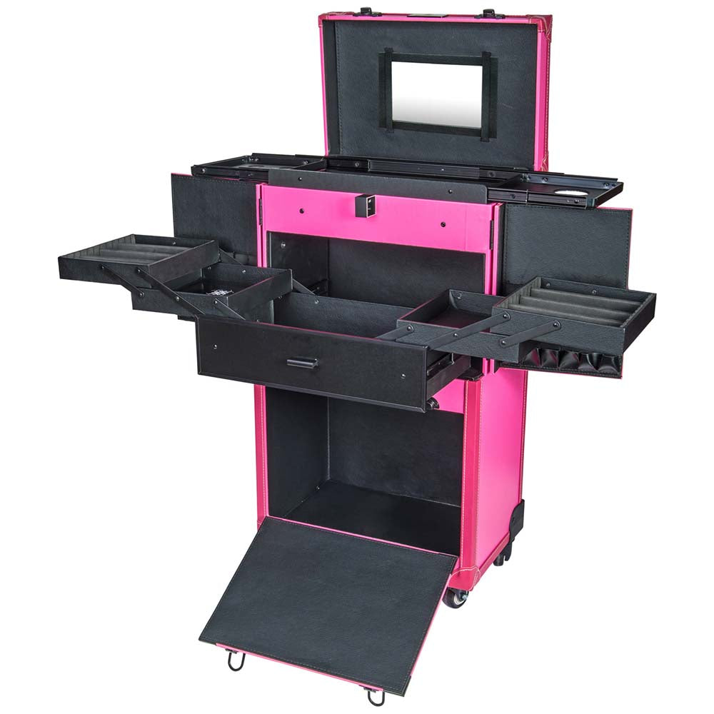 REBEL Makeup Artists Multifunction Cosmetics Trolley Train Case-5
