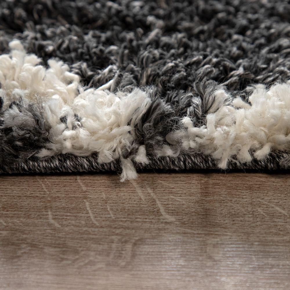 Shag Rug Dark Gray with Diamond Pattern Scandi Design-1