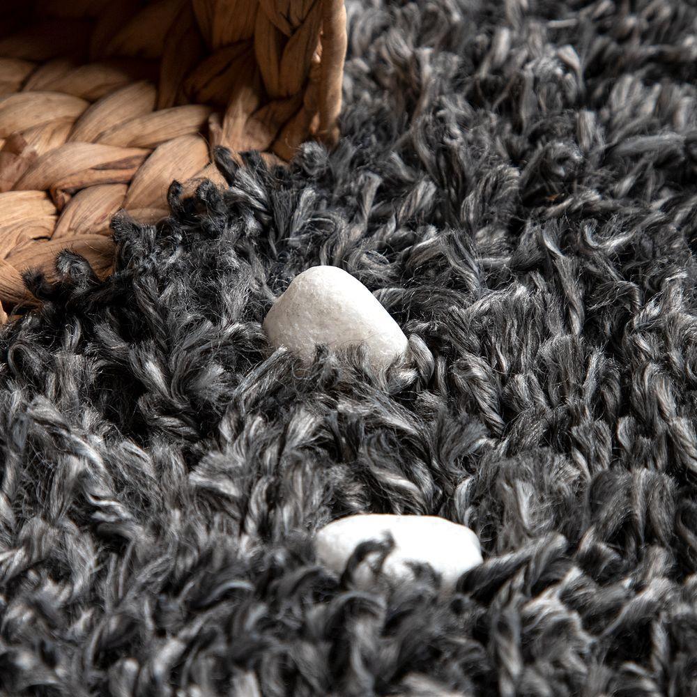 Shag Rug Dark Gray with Diamond Pattern Scandi Design-2