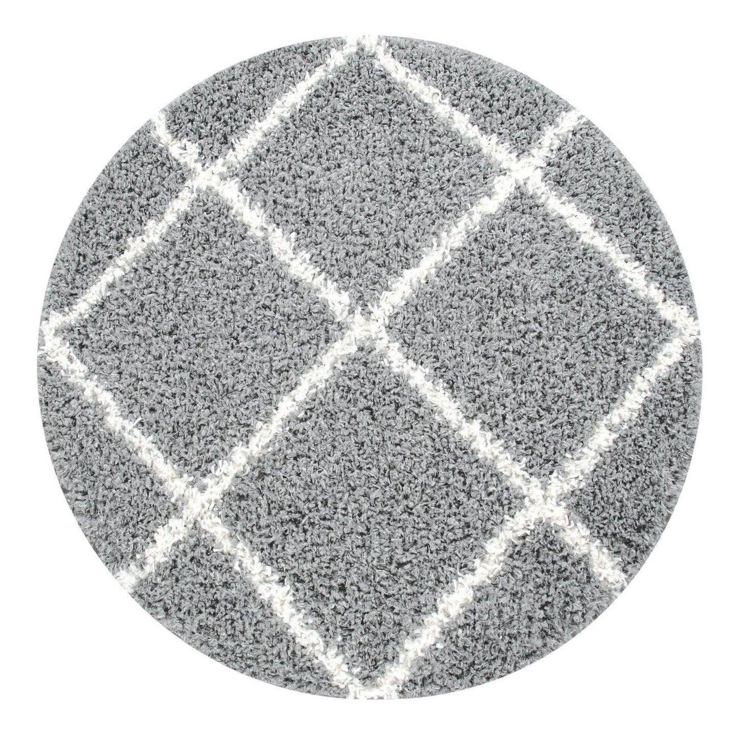 Shag Rug Grey with Diamond Pattern Scandi Design-2