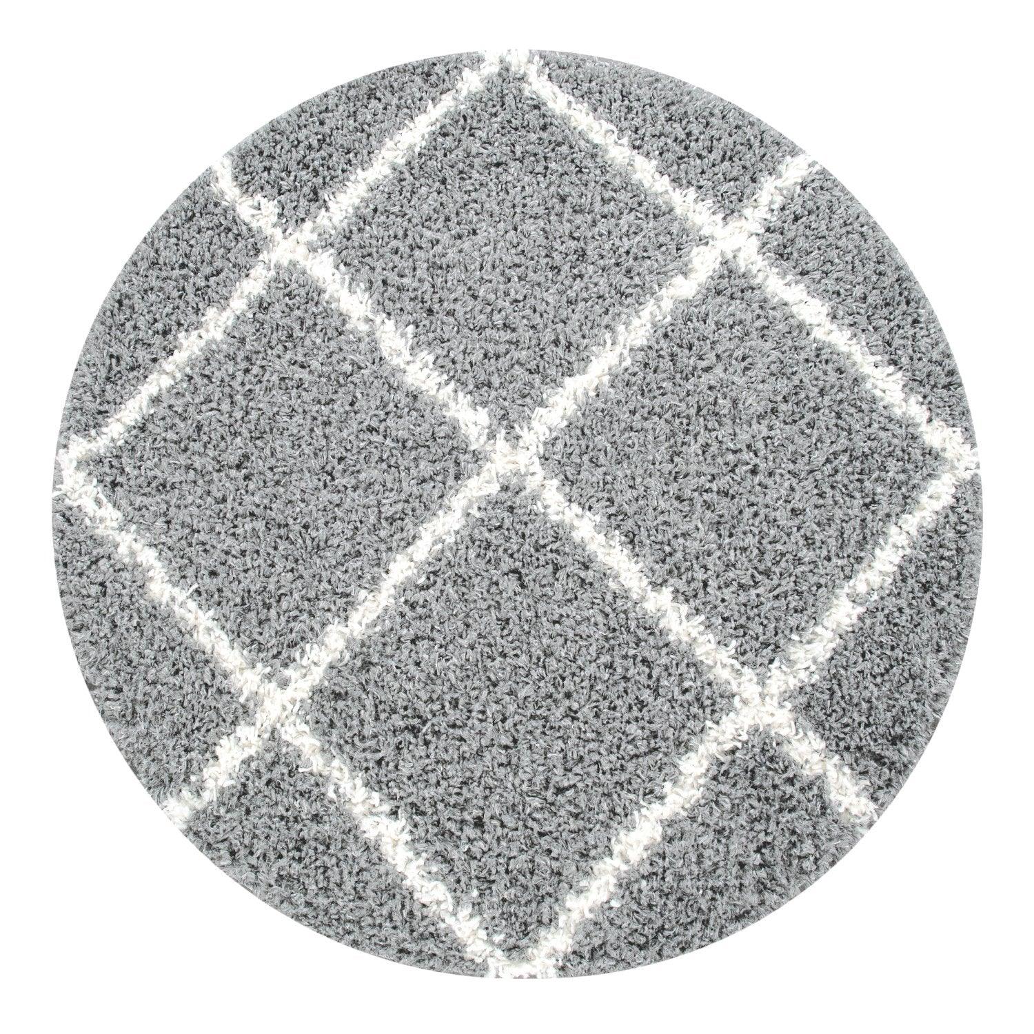 Shag Rug Grey with Diamond Pattern Scandi Design-2
