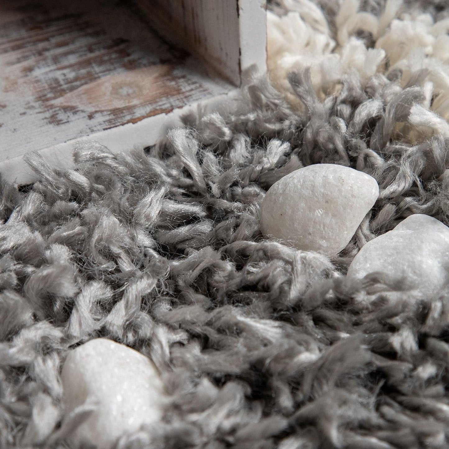 Shag Rug Grey with Diamond Pattern Scandi Design-4