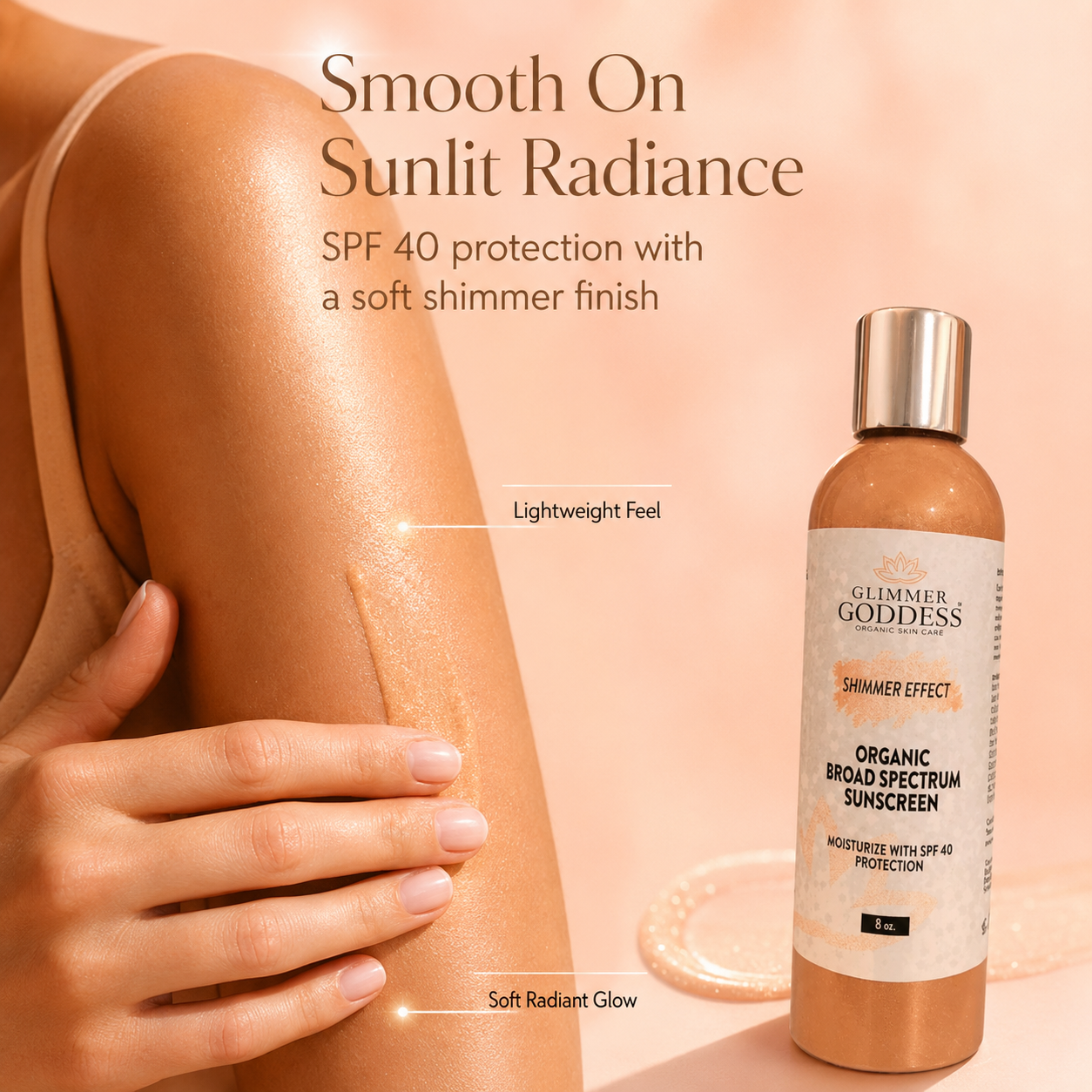 Goddess Glow Shimmer Suntan Lotion SPF 40 – Reef-Safe Radiance