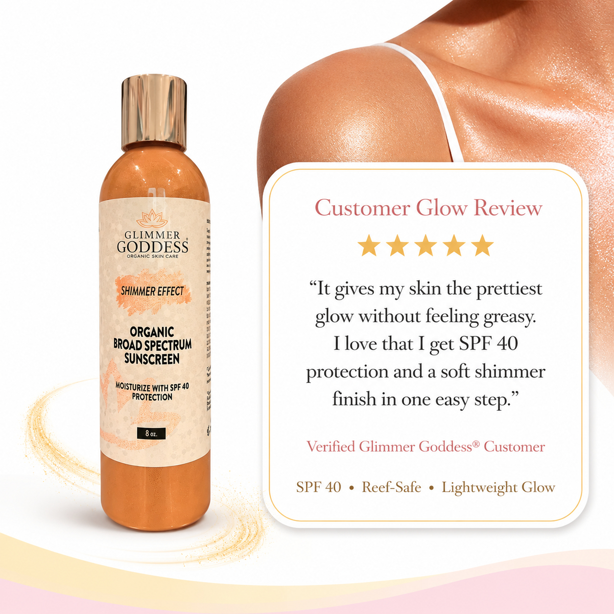 Goddess Glow Shimmer Suntan Lotion SPF 40 – Reef-Safe Radiance