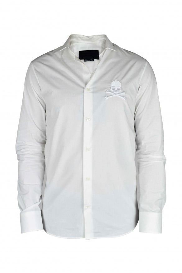 Philipp Plein Men Diamond Cut Ls Skull Shirt