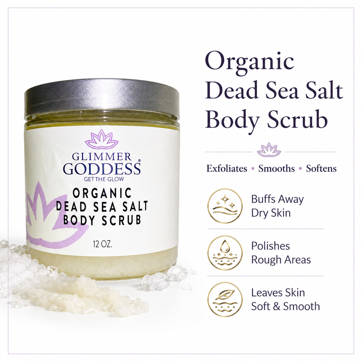 Organic Dead Sea Salt Body Scrub – Exfoliates, Detoxifies & Firms Skin