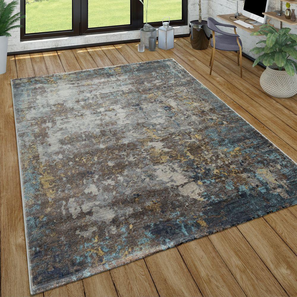 Short-Pile Rug Living Room Oil Painting Used Effect Abstract Modern In Grey-0