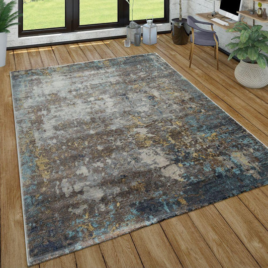 Short-Pile Rug Living Room Oil Painting Used Effect Abstract Modern In Grey-0