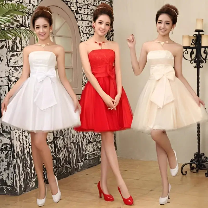 Short Tube Top Bride Wedding Dress with Bows