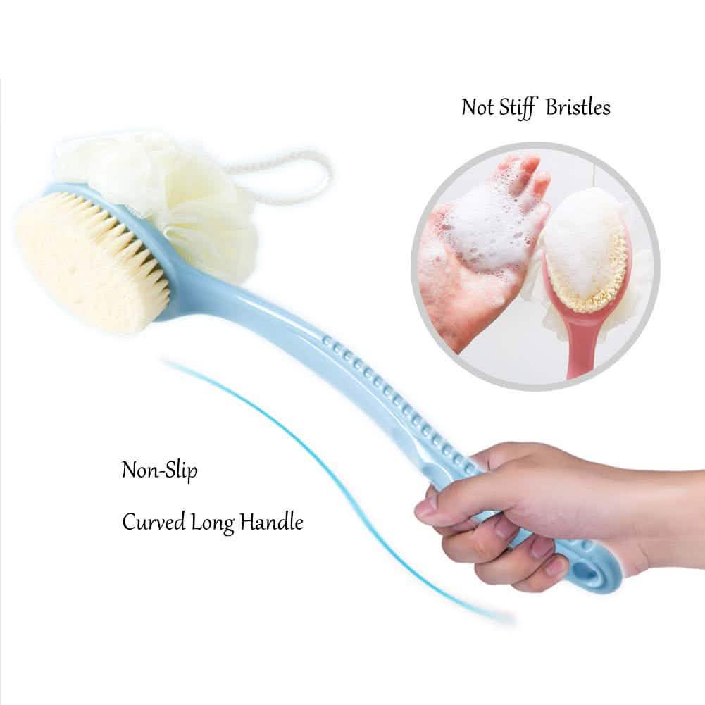 Shower Body Brush with Bristles and Loofah