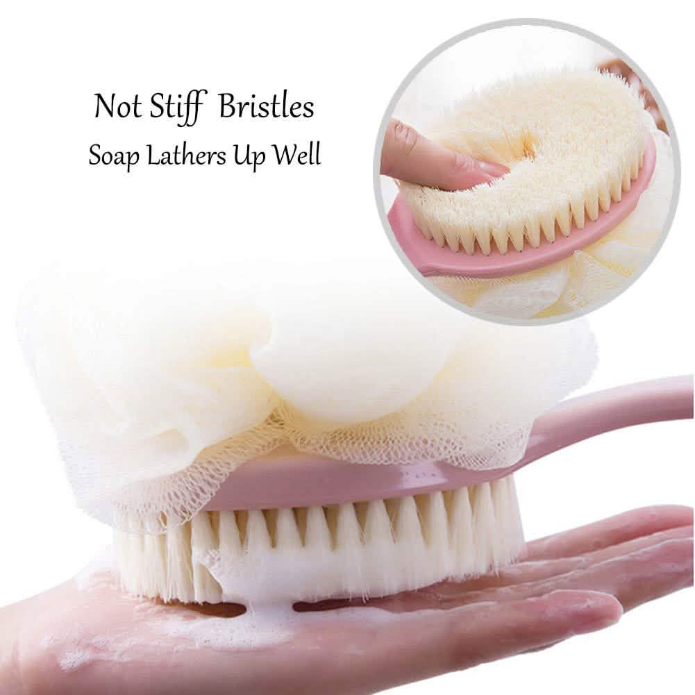 Shower Body Brush with Bristles and Loofah