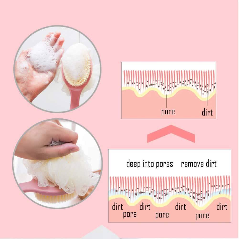 Shower Body Brush with Bristles and Loofah