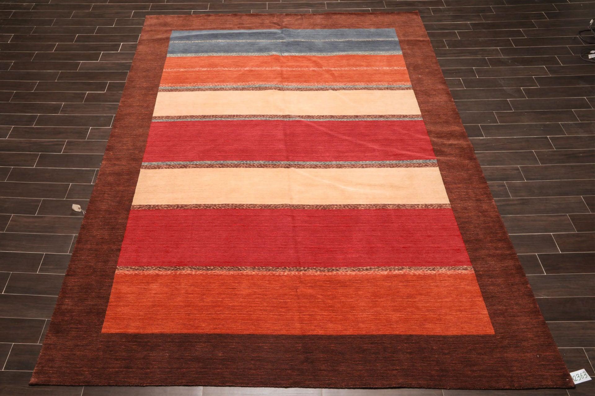 8'11" x 12' Hand Knotted Wool Oriental Area Rug Contemporary Brown-1