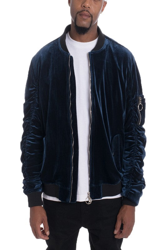 silky deep blue navy bomber jacket for men gray deep blue