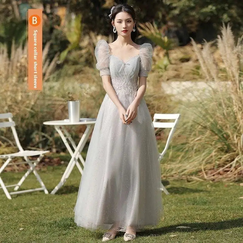 Silver Gray Tulle Beaded Dress Sisters Dress
