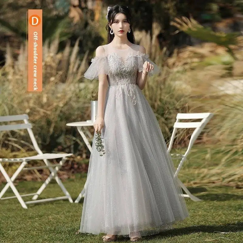 Silver Gray Tulle Beaded Dress Sisters Dress