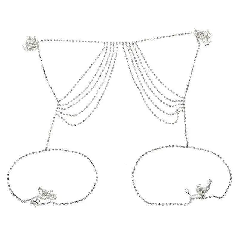Silver Rhinestone Waist Chain Jewelry